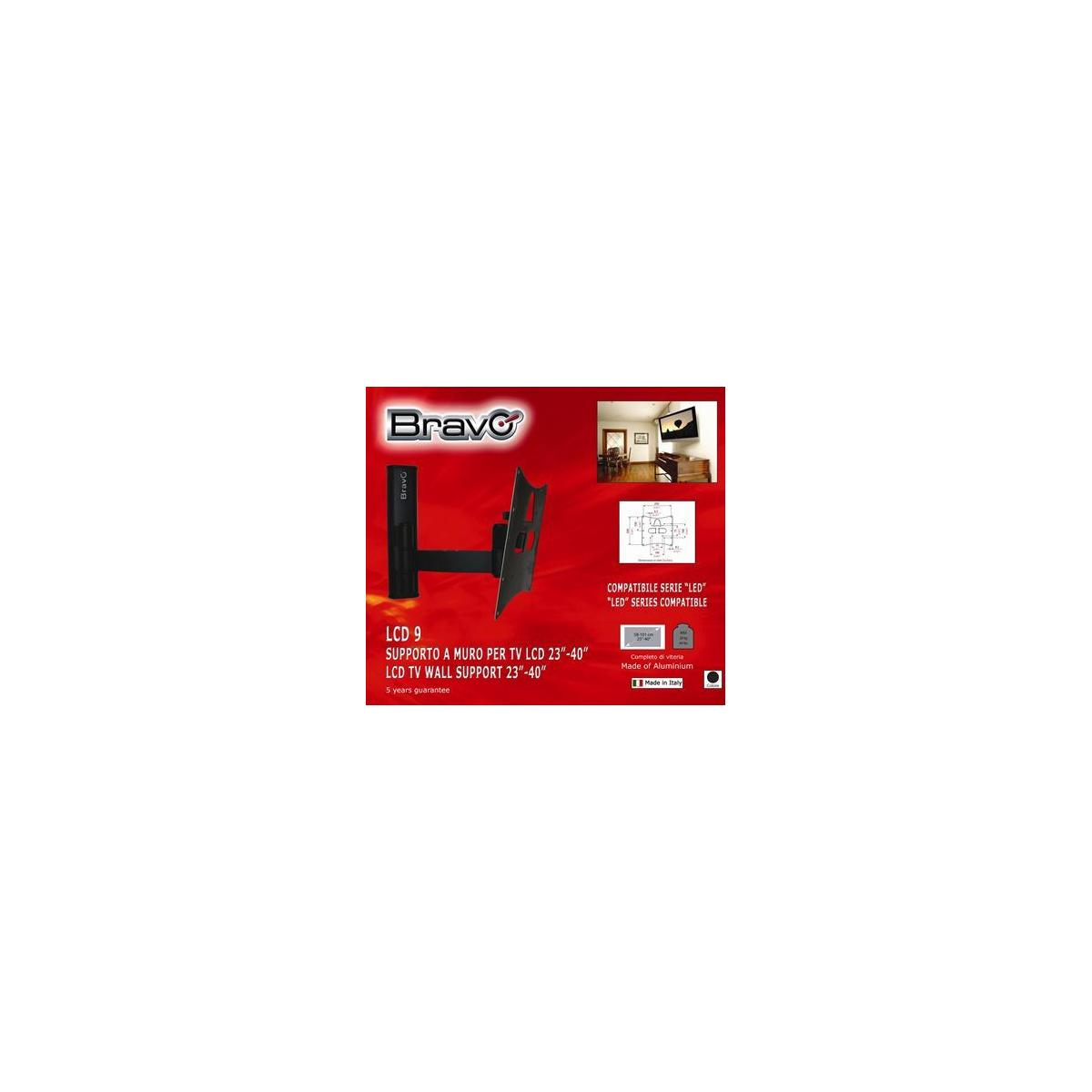 Supporto a muro Bravo per TV LCD 23"-40", in alluminio, Made in Italy.
