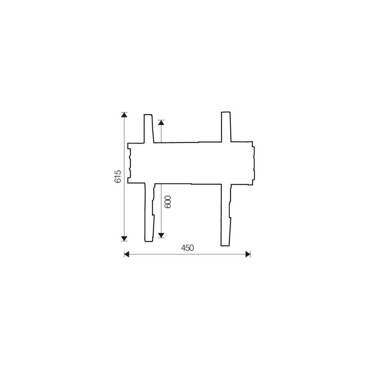 Rysunek techniczny profilu metalowego o wymiarach 615, 600 i 450.