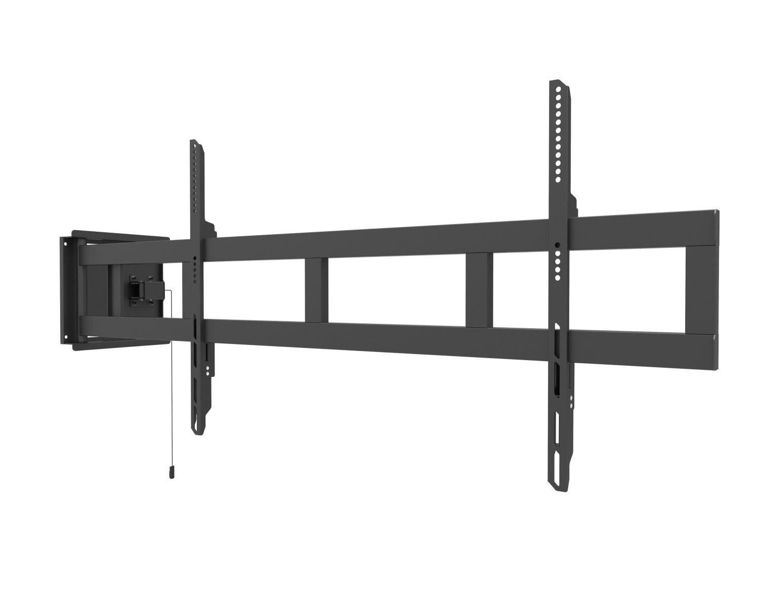 Support mural noir extensible pour téléviseur à écran plat avec bras réglables.