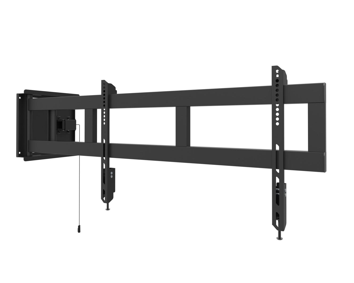Ein schwarzer, ausziehbarer TV-Wandhalter mit verstellbaren Armen.