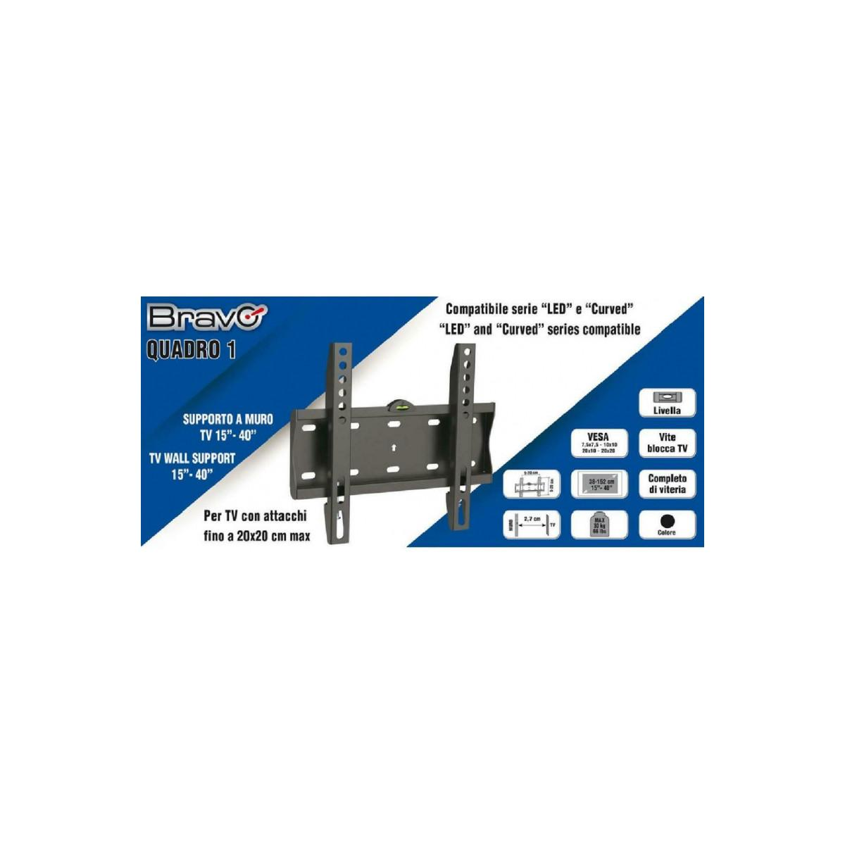 Supporto muro TV nero, 15-40 pollici, VESA compatibile, 20x20 cm max.