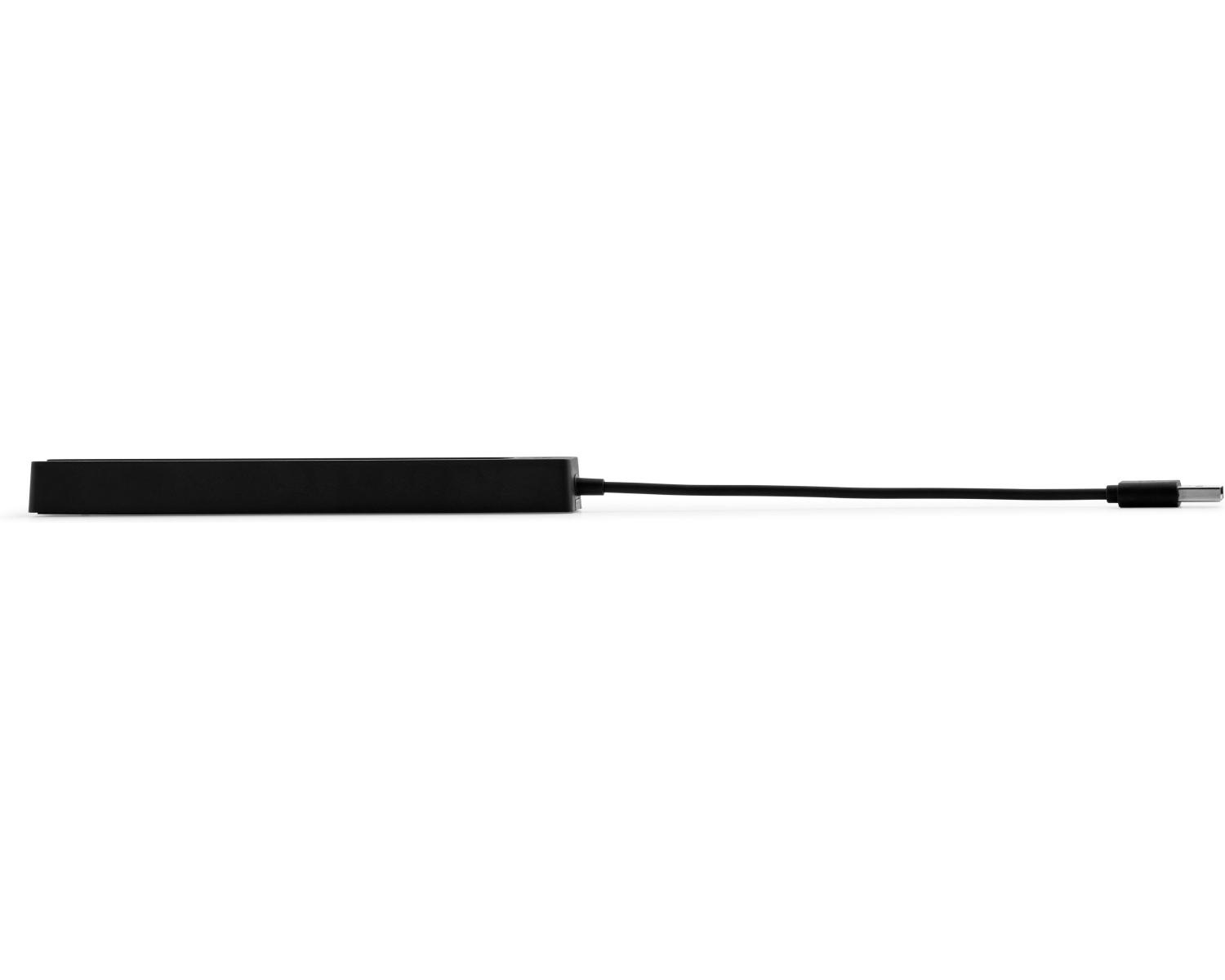 Un adattatore USB-C nero con cavo.