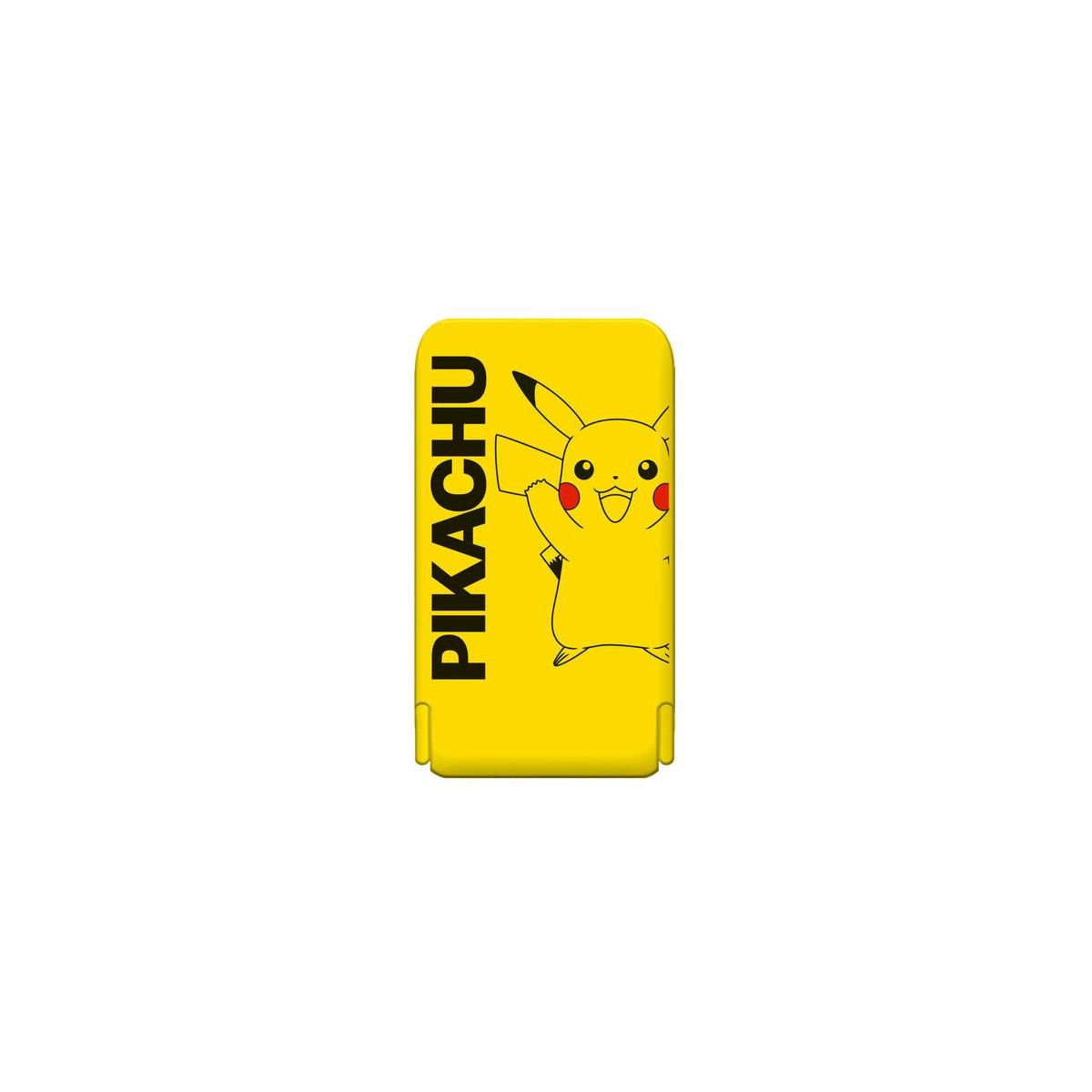 Étui jaune avec un graphique de Pikachu et le texte PIKACHU.