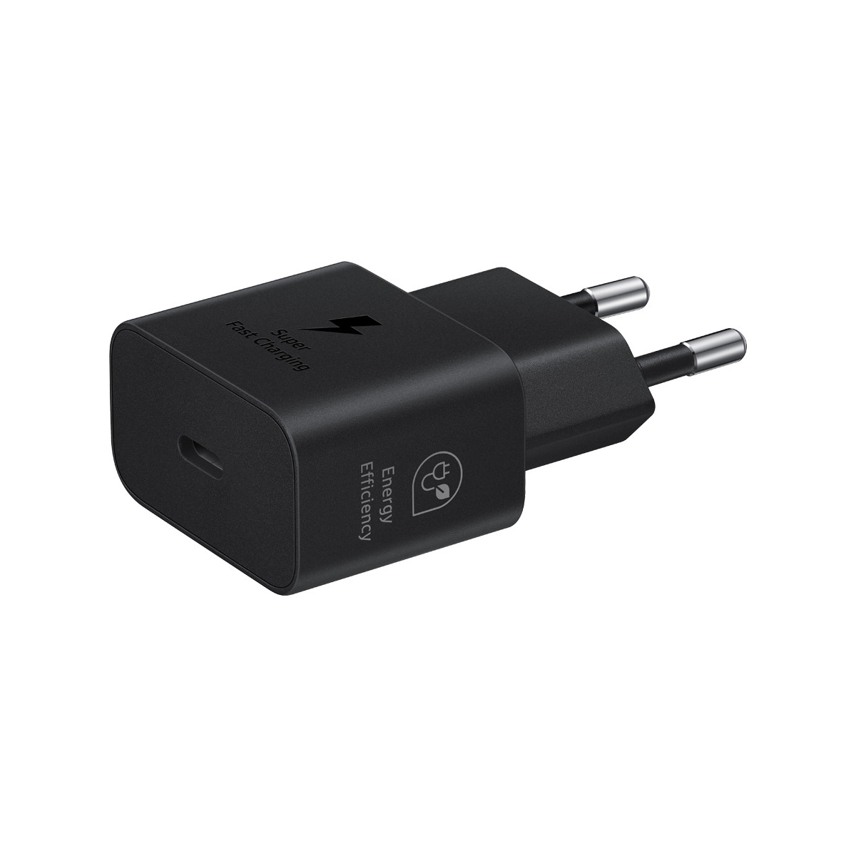 Chargeur noir avec symbole éclair et "Super Fast Charging".