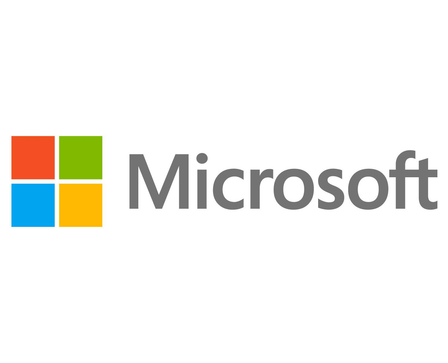 Logo de Microsoft: Cuatro cuadrados de colores y la palabra Microsoft.