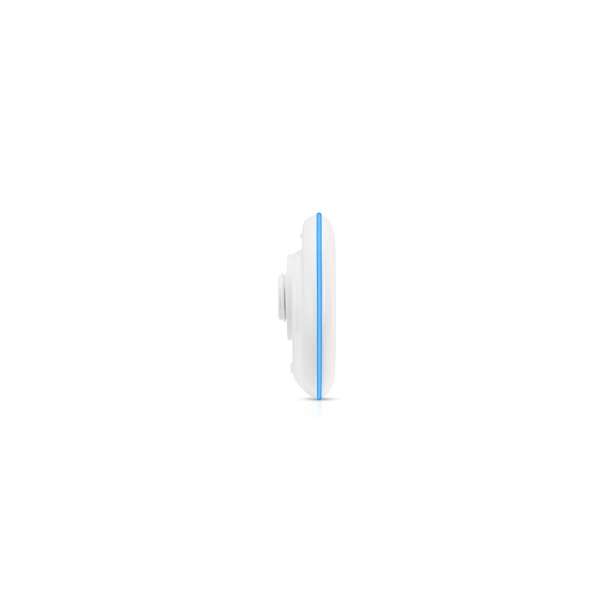 A white device with a blue edge, shown in profile.
