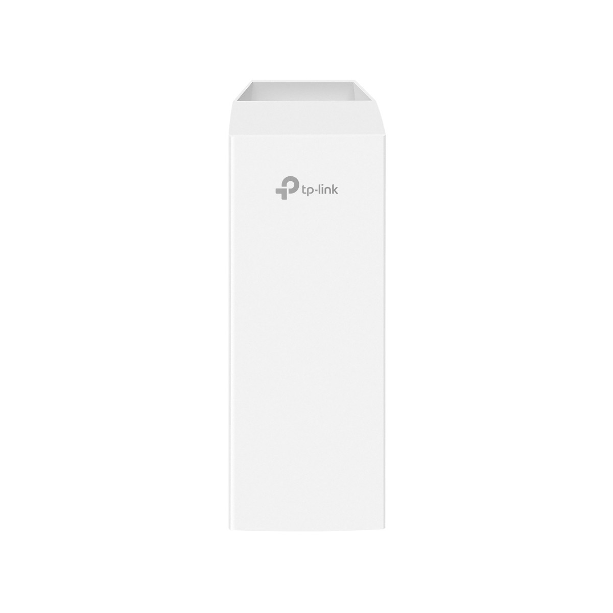 Ein weißes TP-Link-Gerät mit Logo, freigestellt auf weißem Hintergrund.