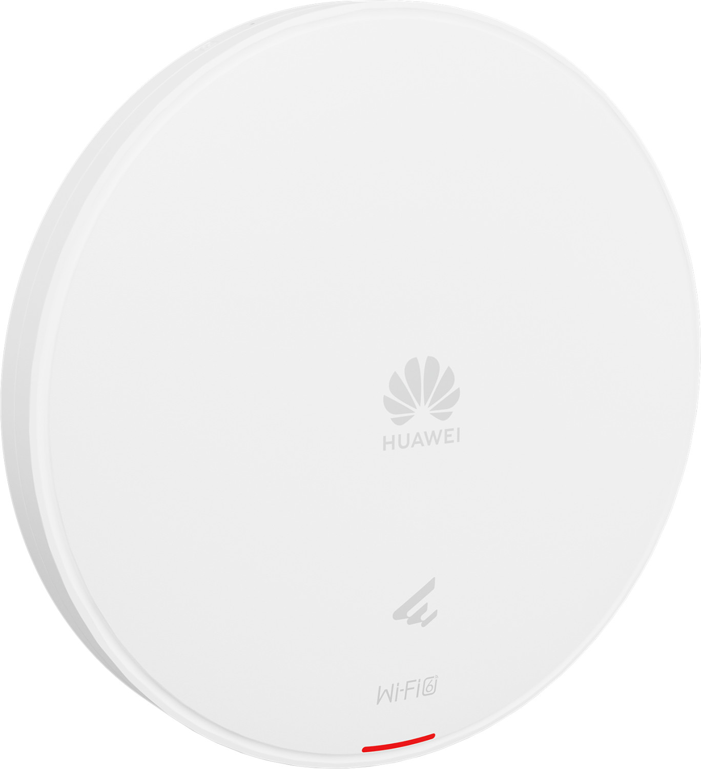 Dispositivo Huawei Wi-Fi 6 bianco con logo e spia rossa.