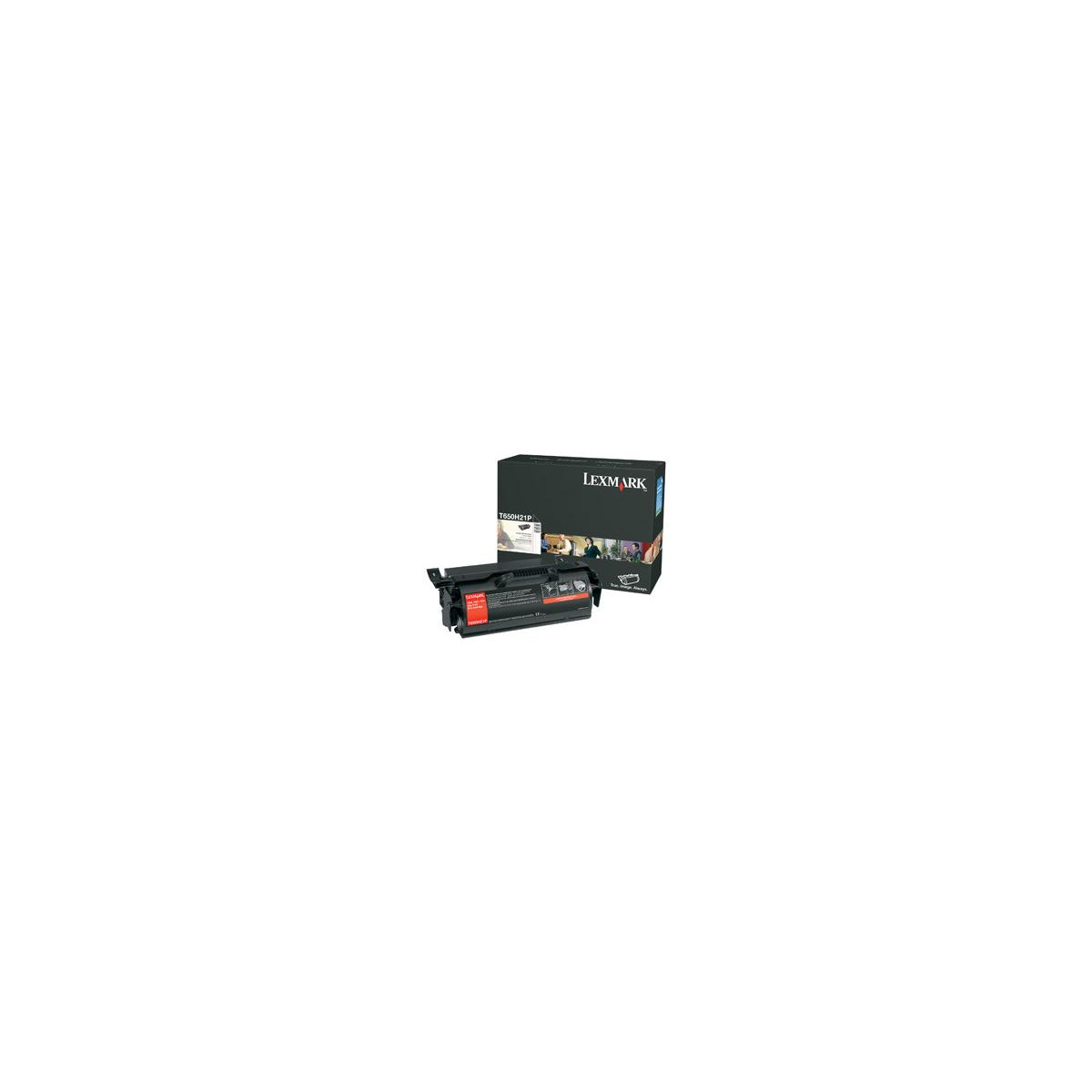 Cartuccia stampante Lexmark con imballaggio, corpo nero con etichette.