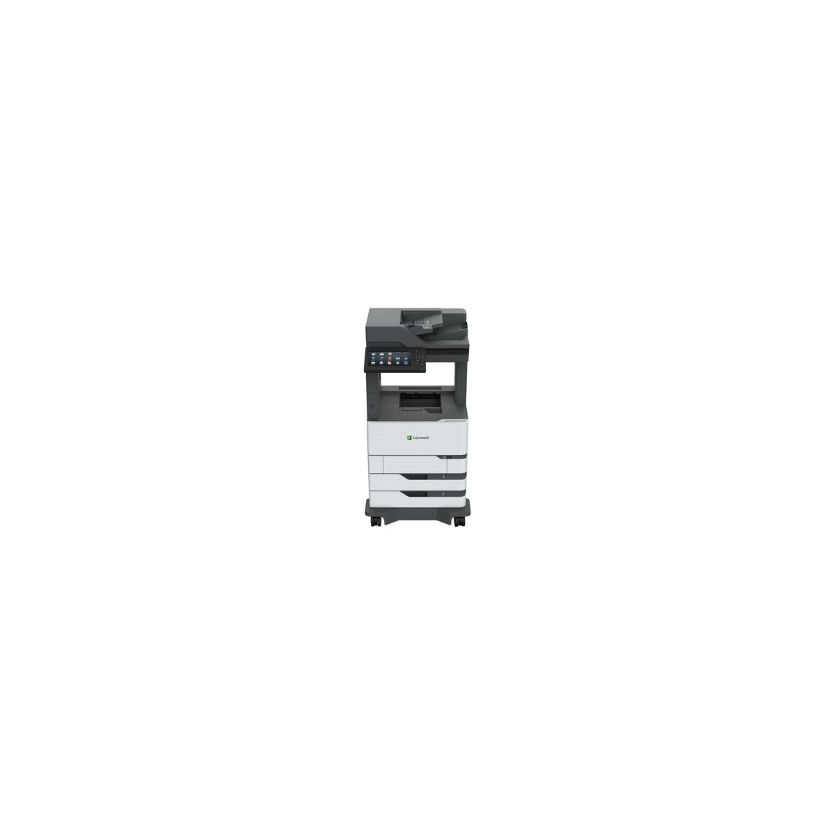 Ein Lexmark Multifunktionsdrucker mit Touchscreen und Papierfächern.