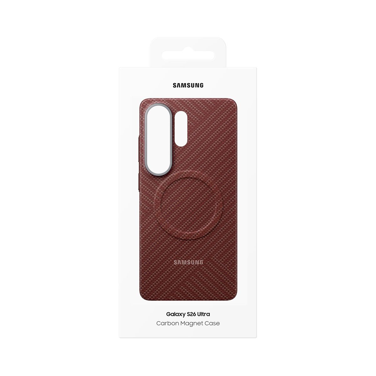 Verpakking met rode Samsung Galaxy S26 Ultra Carbon magneetcase