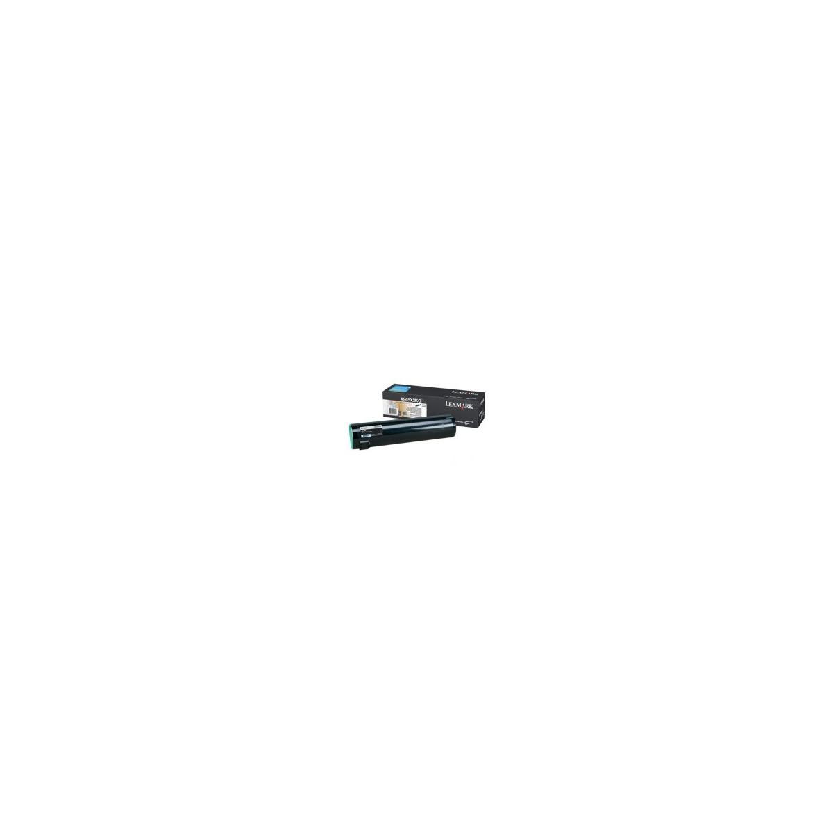 Ein Lexmark Toner und seine Verpackung auf weißem Hintergrund.