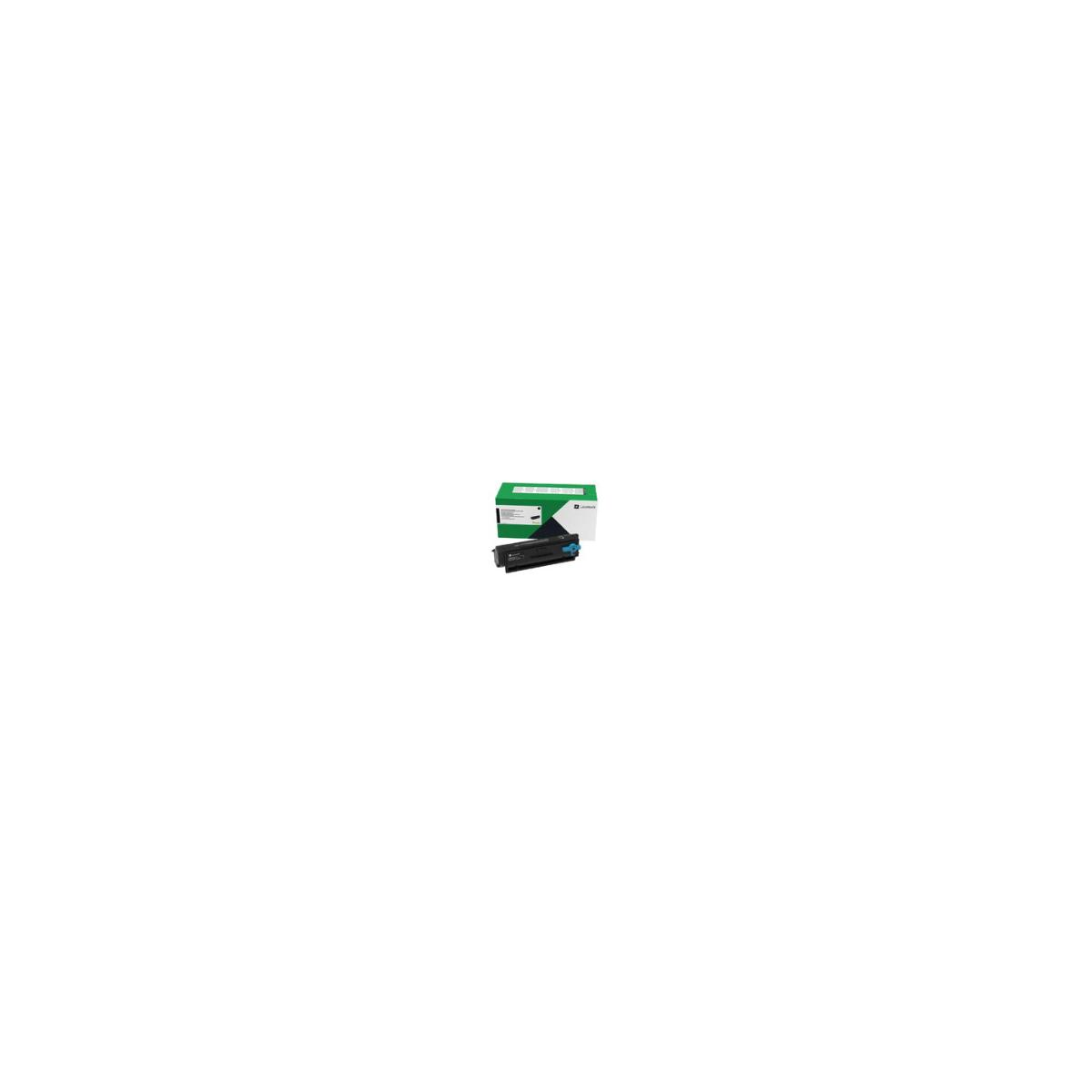 Une cartouche de toner noire avec une boîte verte.