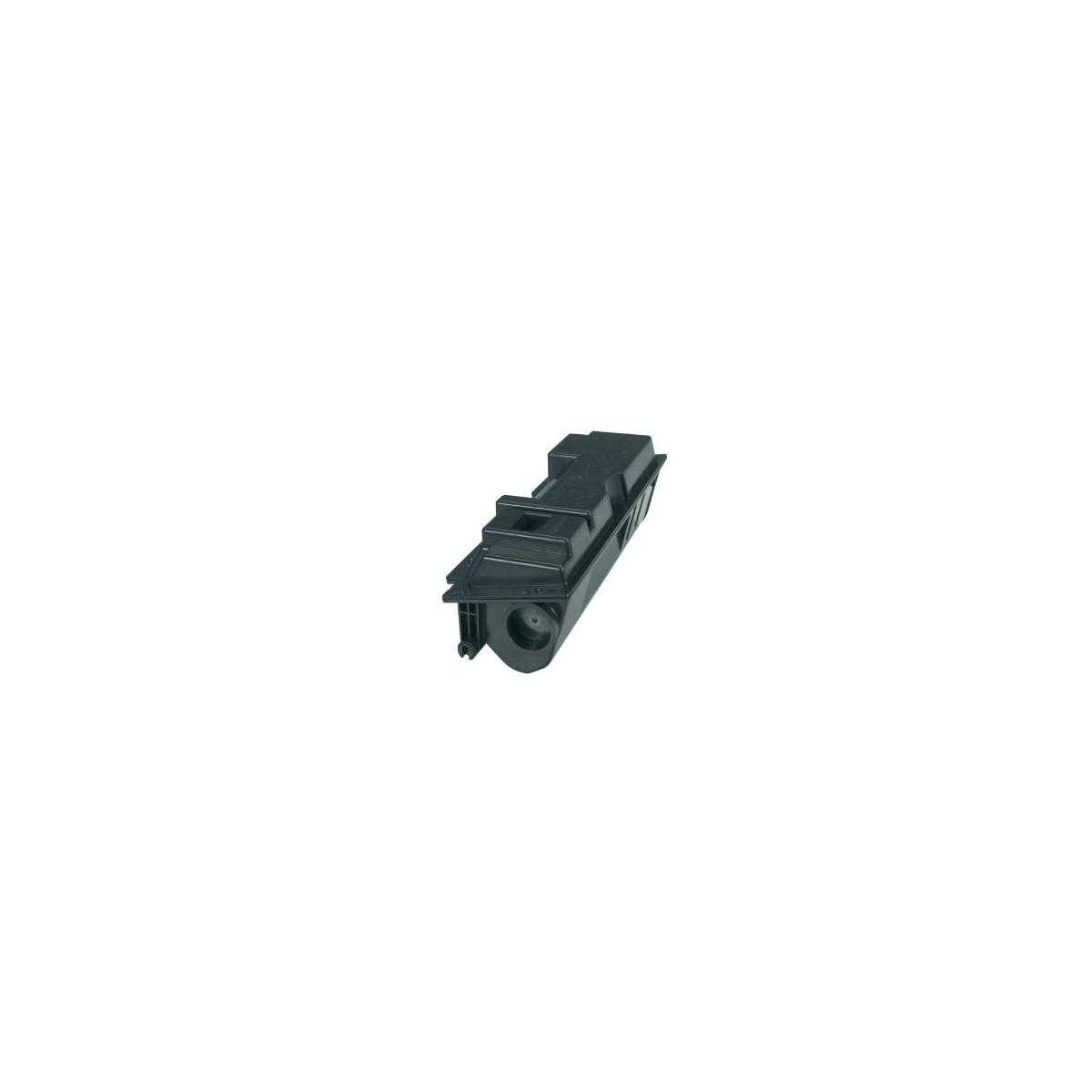 Une cartouche de toner noire avec une extrémité cylindrique et plusieurs niveaux.
