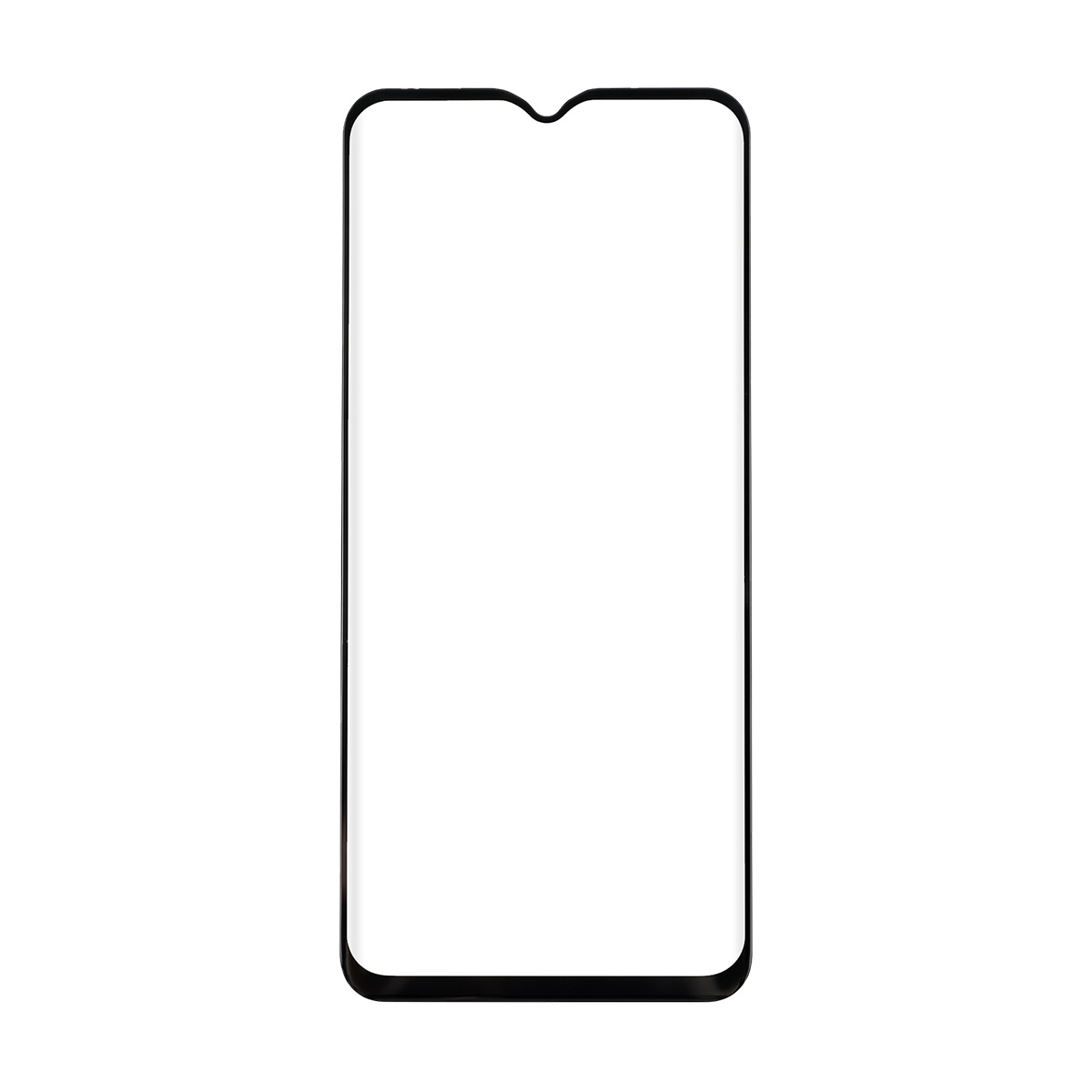 Ein schwarzer Smartphone-Bildschirmschutz mit einem Ausschnitt oben.