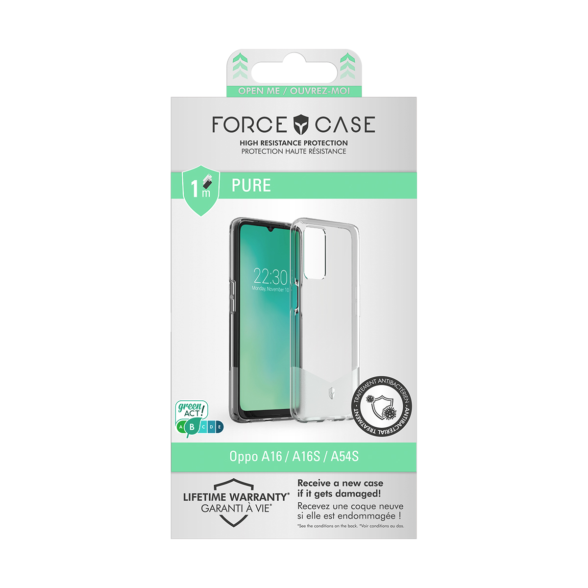 Confezione Force Case per cover telefono Oppo A16/A16S/A54S.