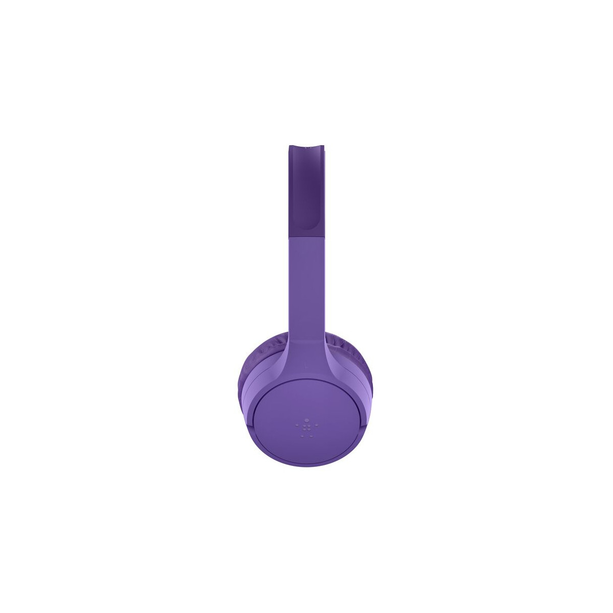 Casque violet avec arceau réglable, isolé sur fond blanc.