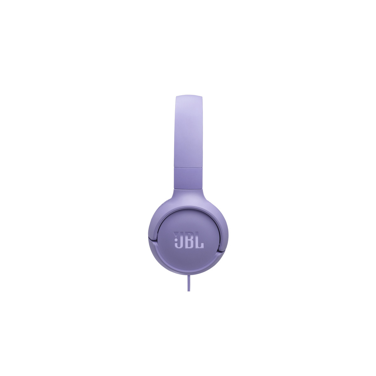 Lila JBL Kopfhörer mit Kabel vor weißem Hintergrund.