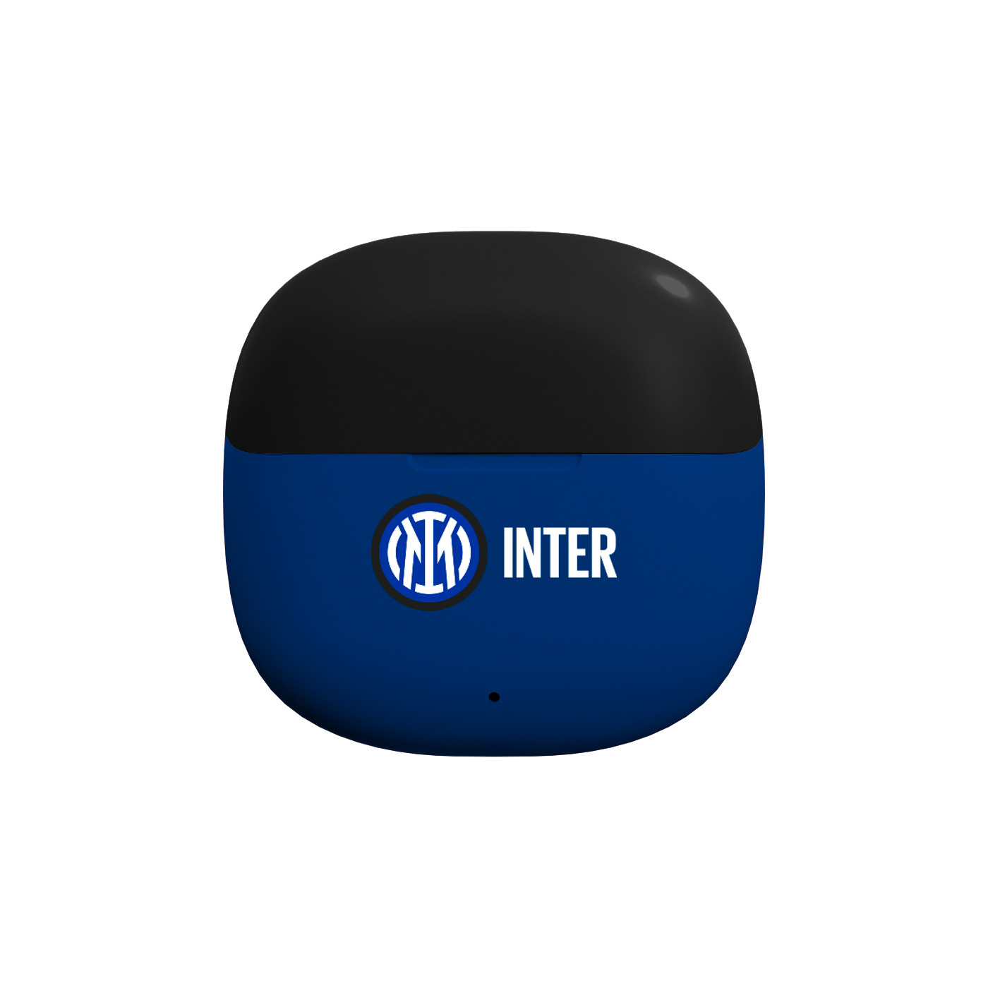 Una custodia di ricarica blu e nera con il logo Inter.
