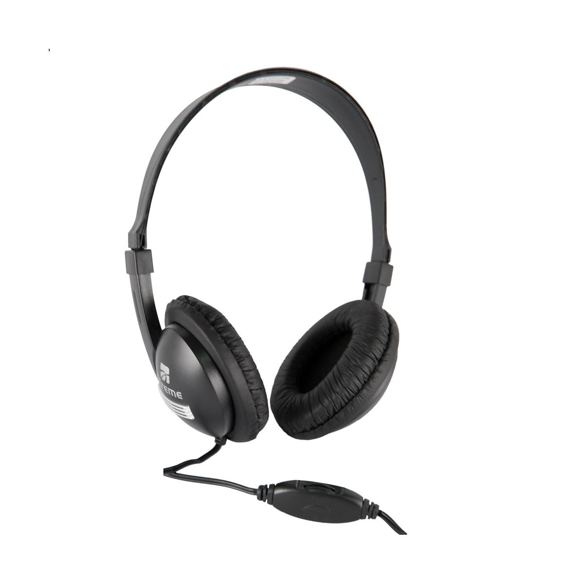 Cuffie nere con padiglioni imbottiti e cavo con controllo del volume.