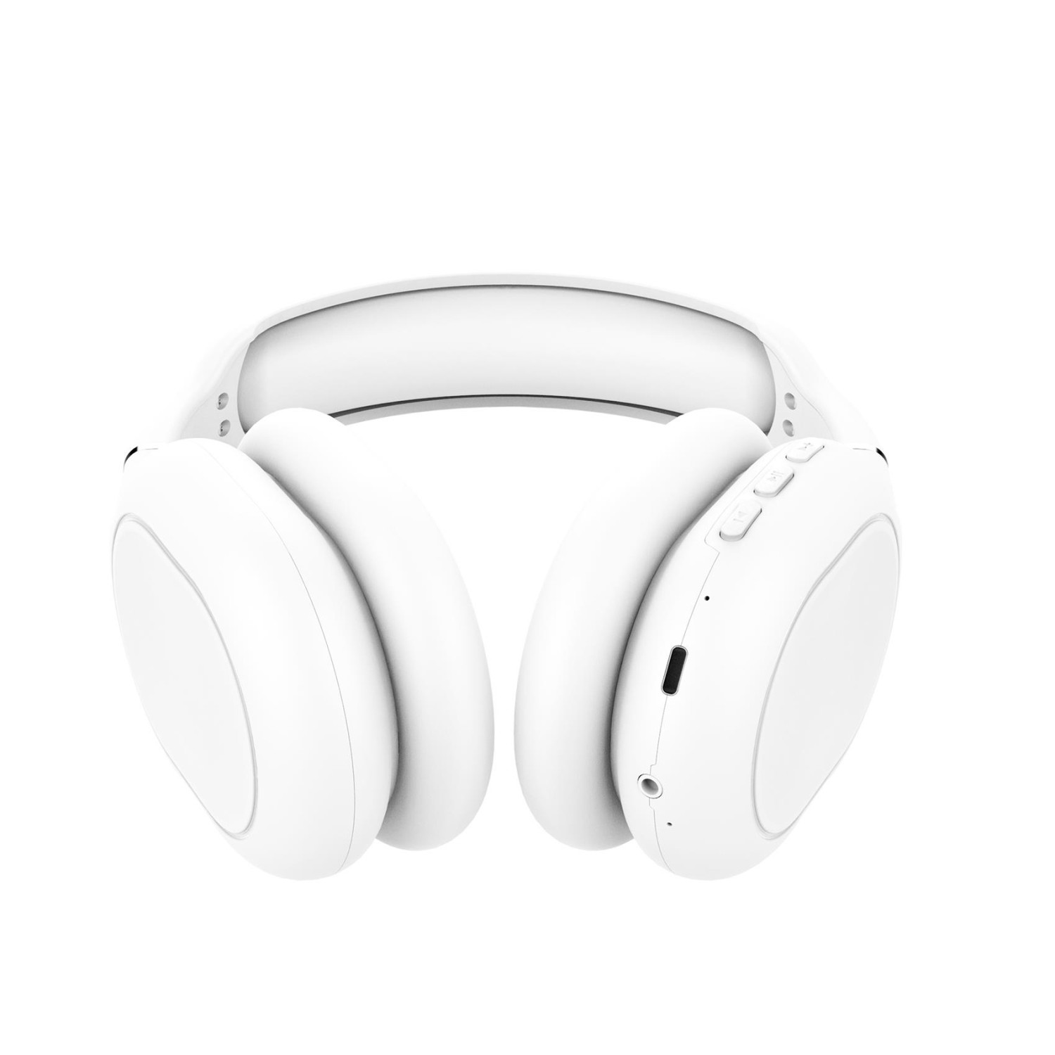 Cuffie bianche over-ear con archetto imbottito e padiglioni.