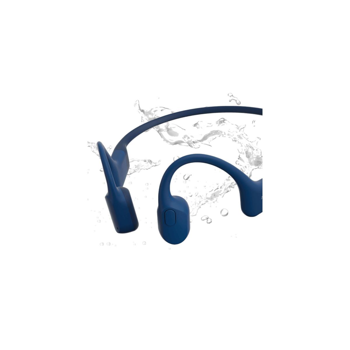 Cuffie wireless blu con schizzi d'acqua