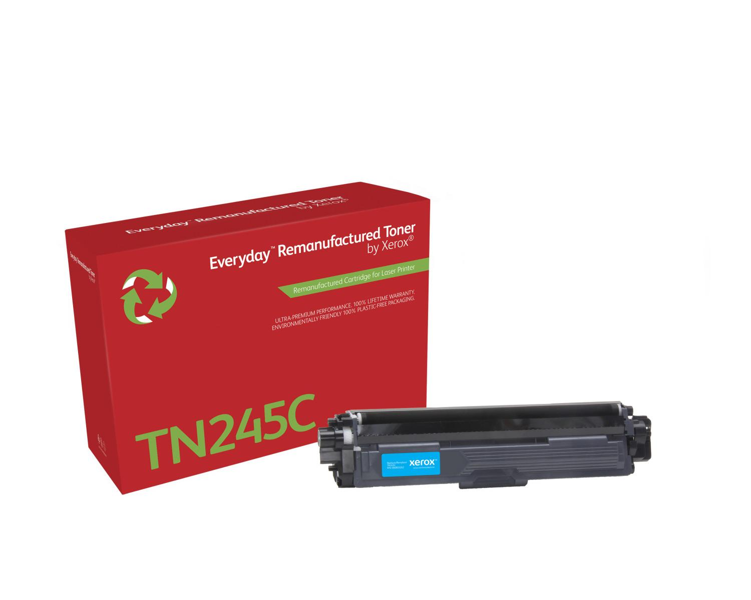 Rode doos met TN245C toner, naast een blauwe Xerox toner.
