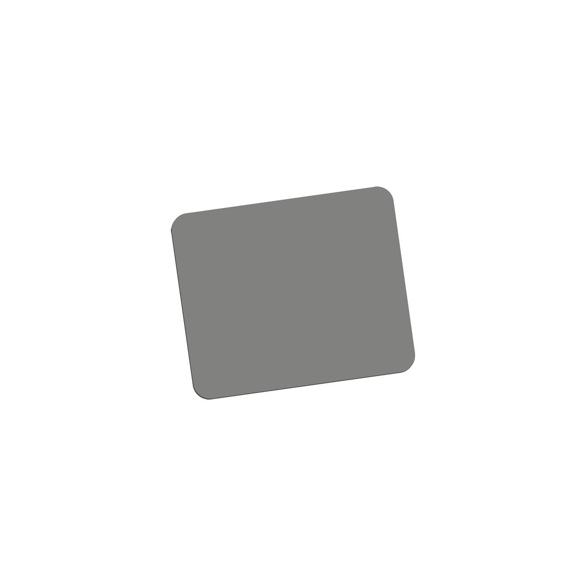 Un objeto rectangular gris con esquinas redondeadas sobre fondo blanco.