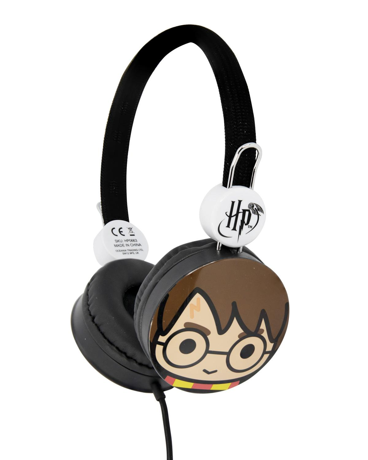 Auriculares con diseño de personaje de Harry Potter y logo HP.