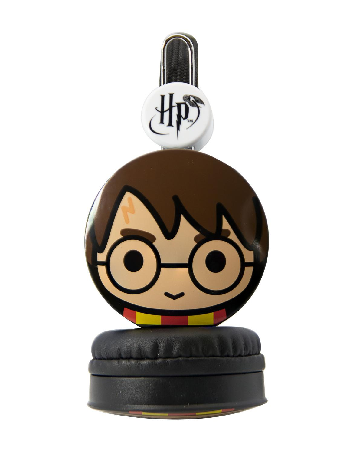 Auriculares de Harry Potter: Dibujo de Harry con gafas, pelo castaño y bufanda.