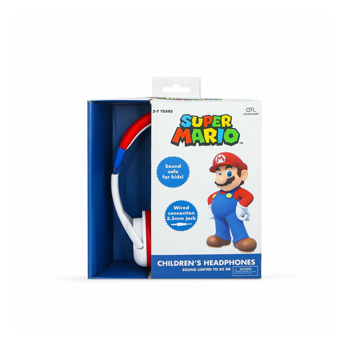 Super Mario headphones for kids (3-7 years) with wired 3.5mm jack connection.