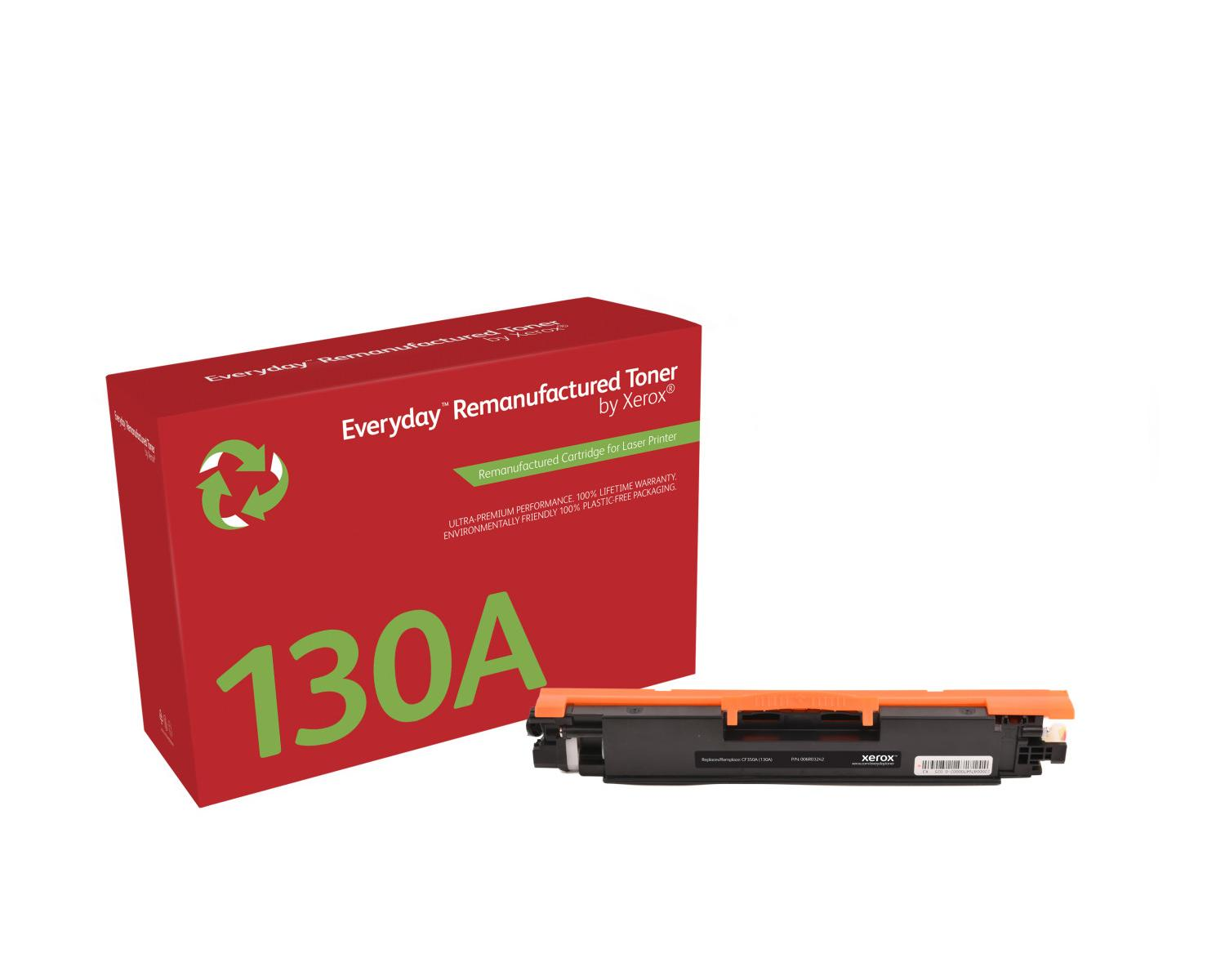 Rode doos met 130A opdruk en een toner. "Remanufactured Toner by Xerox."