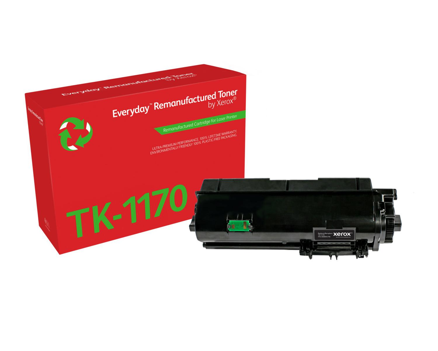 Rode doos met TK-1170 tekst en zwarte Xerox toner cartridge ernaast.