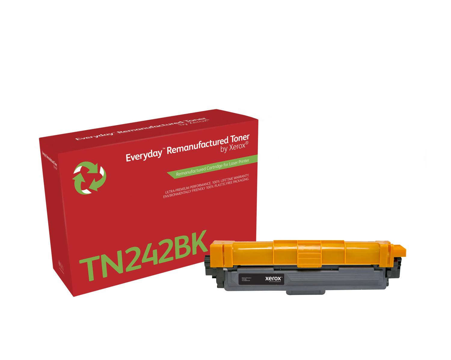 Scatola rossa con TN242BK e una cartuccia toner Xerox.