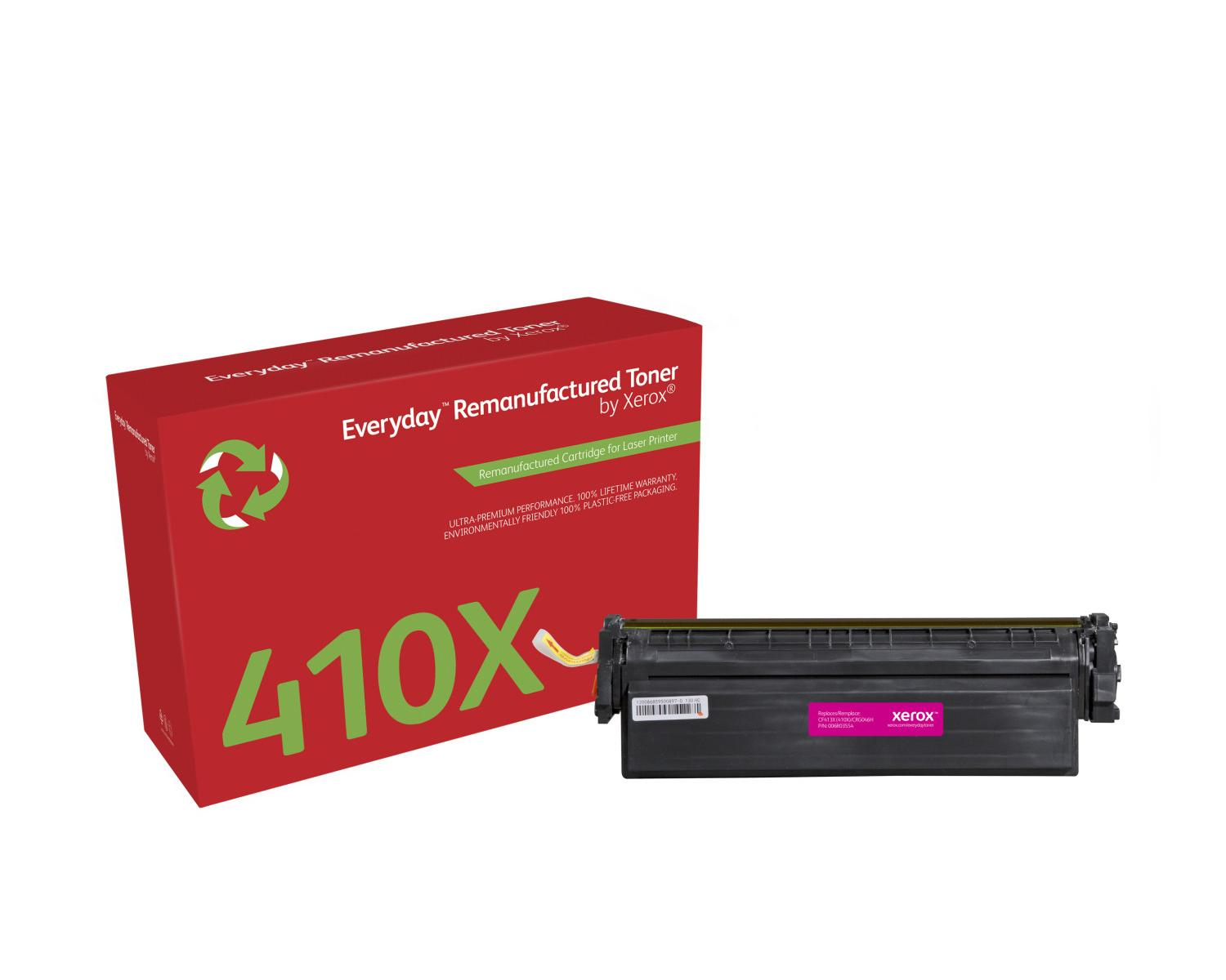 Rode doos met Xerox 410X toner cartridge en toner.