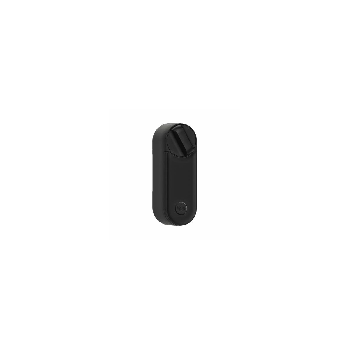 Un cilindro de puerta Yale negro con una ranura en la parte superior.