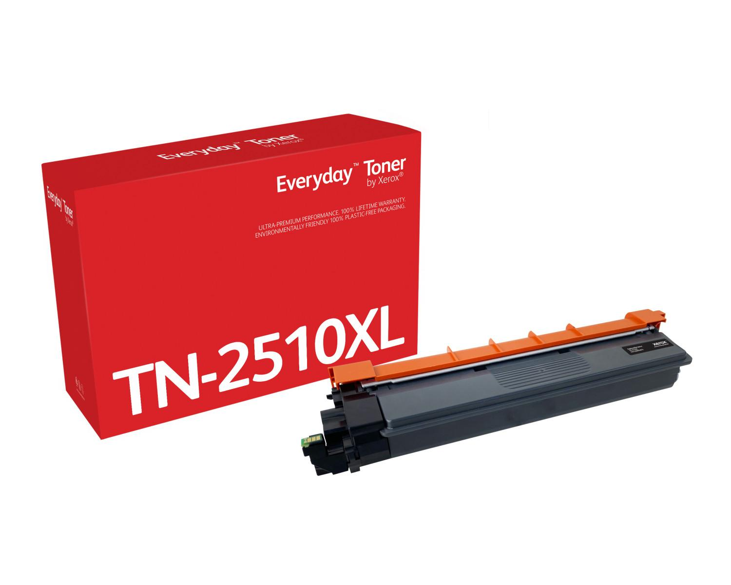Czerwone pudełko z napisem TN-2510XL i wkład tonera.