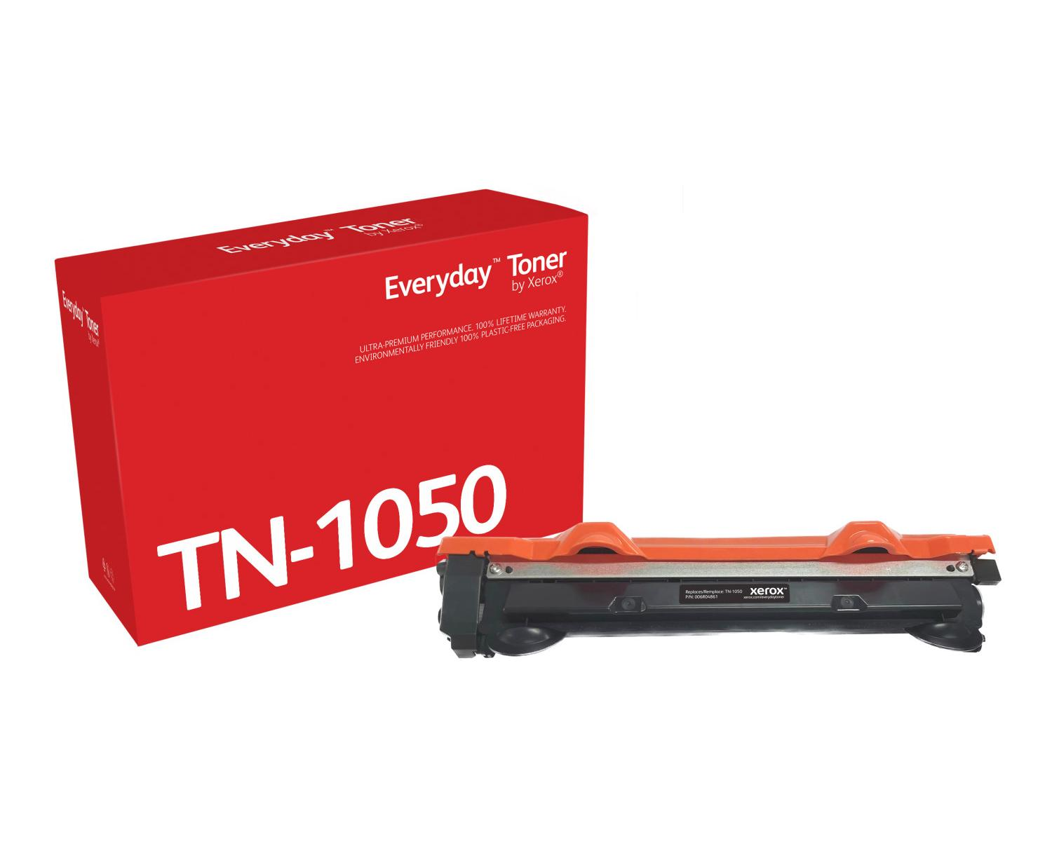 Czerwone pudełko z wkładem tonerowym TN-1050 firmy Xerox.