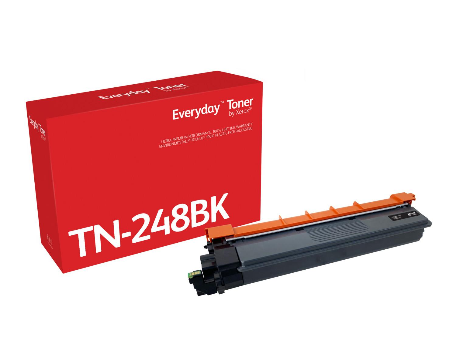 Czarny toner TN-248BK firmy Xerox na białym tle z czerwonym pudełkiem.