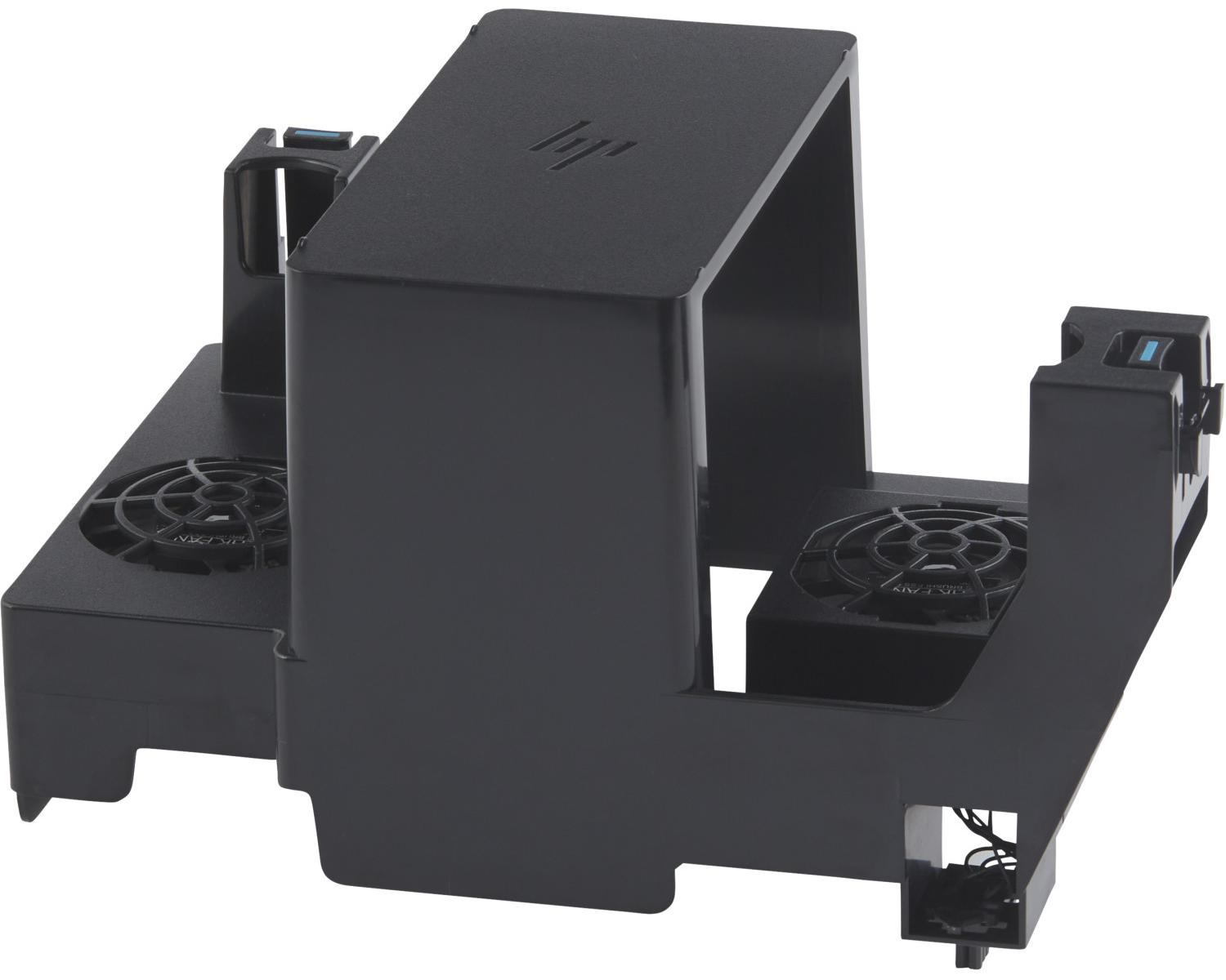 Supporto di raffreddamento per laptop nero con ventole e logo HP.
