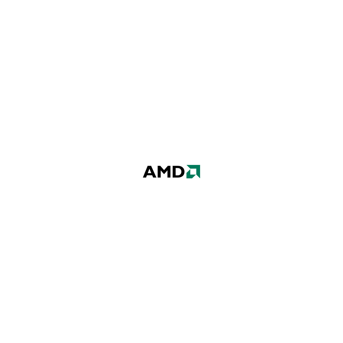 Il logo AMD su sfondo bianco.