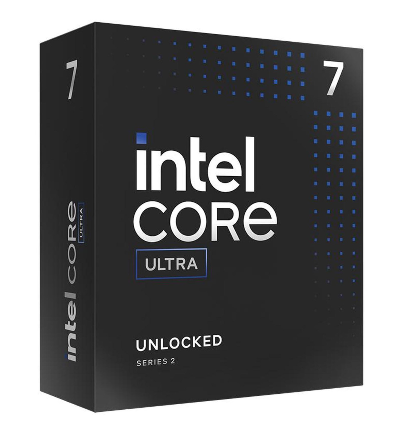 Black box with Intel Core Ultra 7 processor print. Unlocked, Series 2.