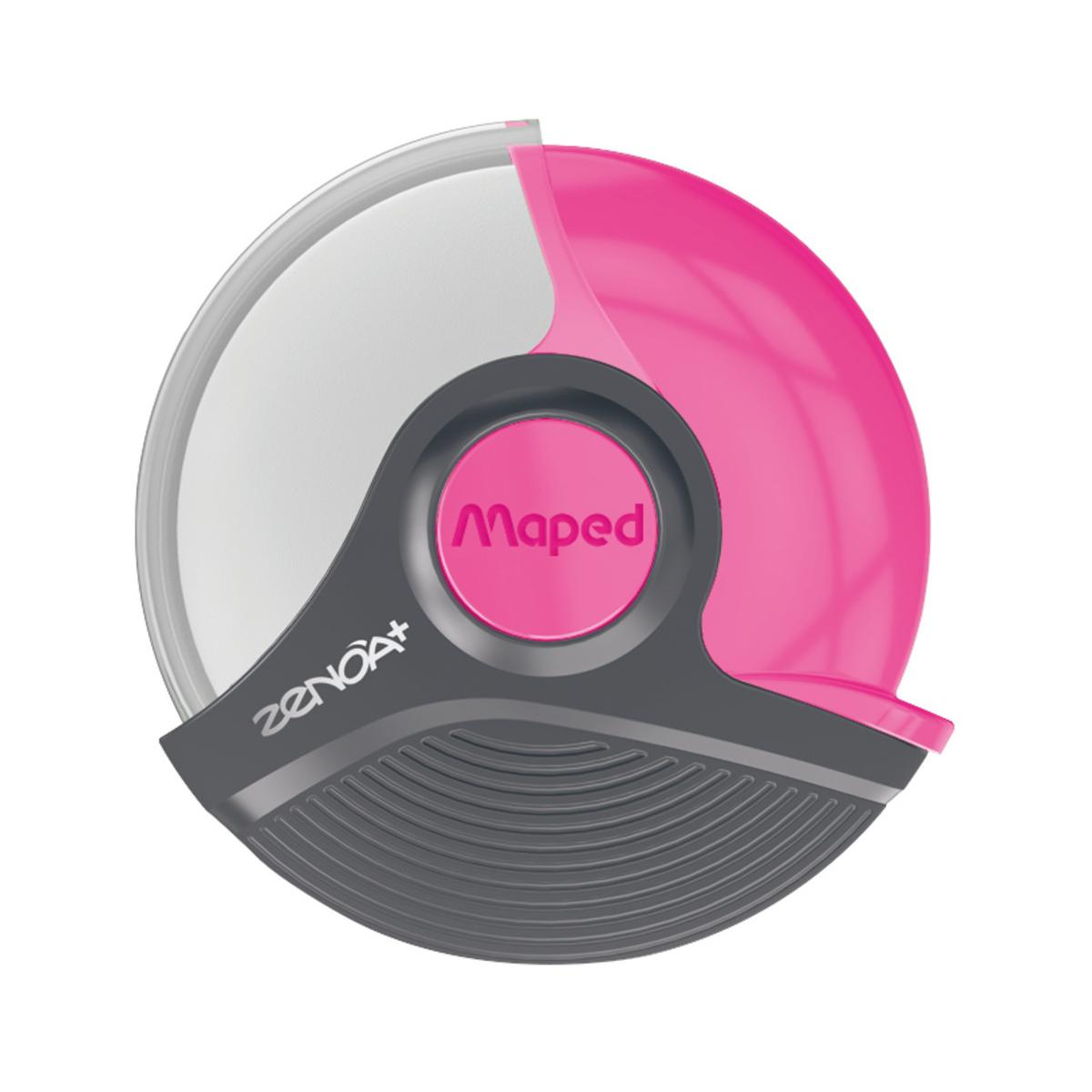 Ein runder, pink-grauer Maped Spitzer mit dem Schriftzug 'Maped' und 'ZENOA+'.