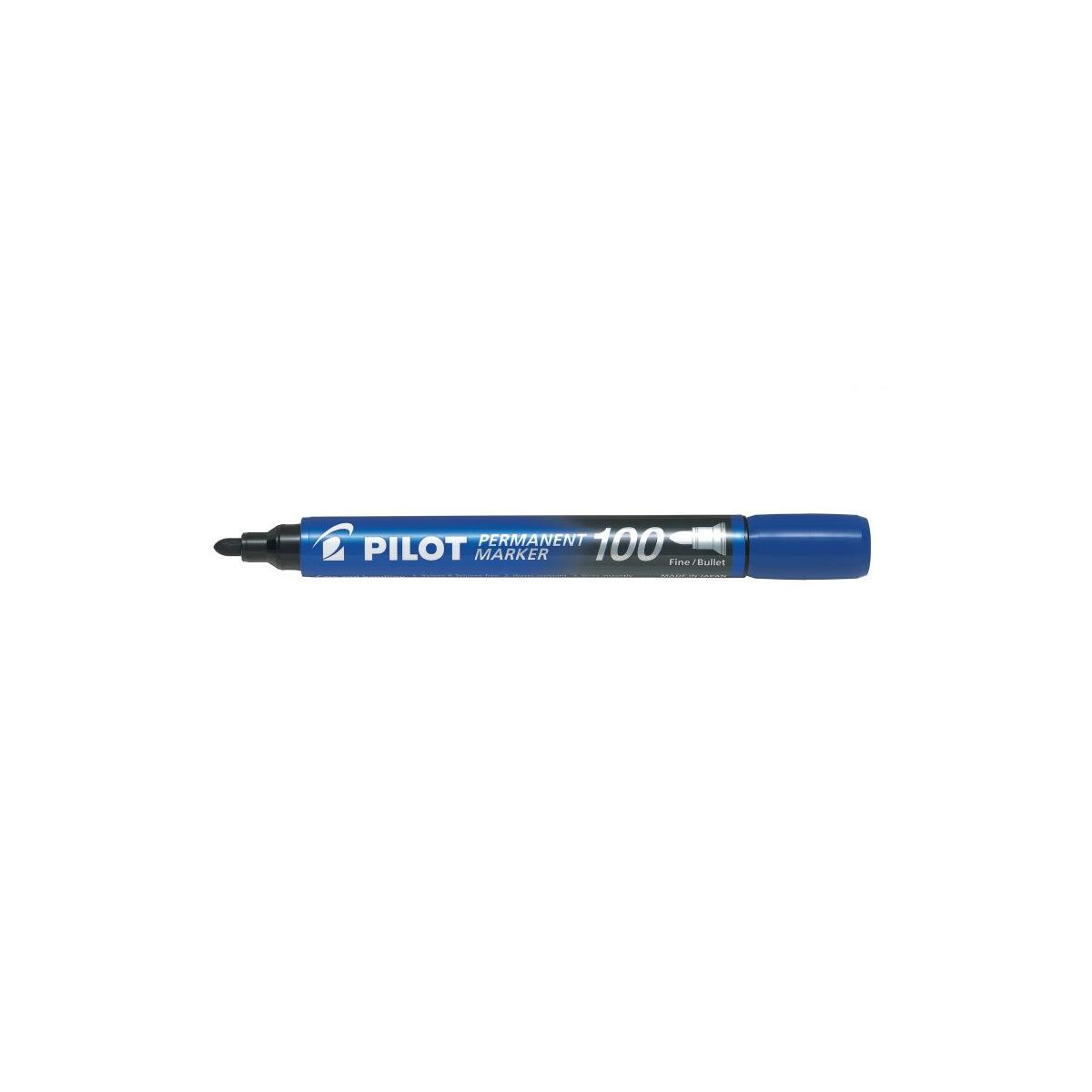 Ein blauer Pilot Permanent Marker mit der Aufschrift 100.