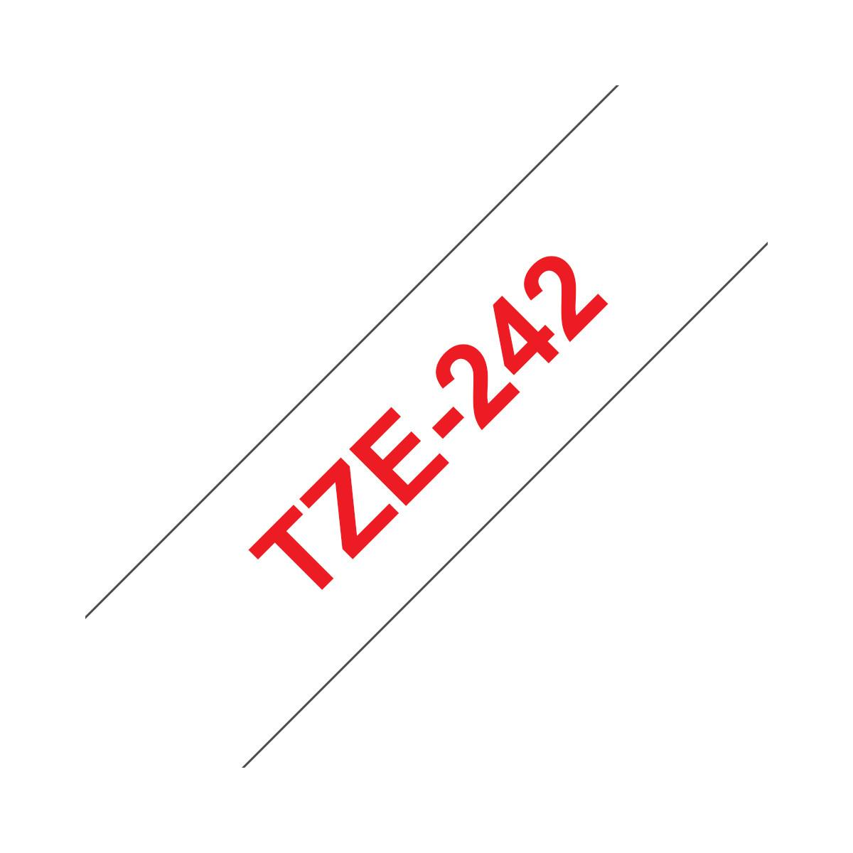 Roter Text TZE-242 auf weißem Hintergrund mit schwarzen Linien.