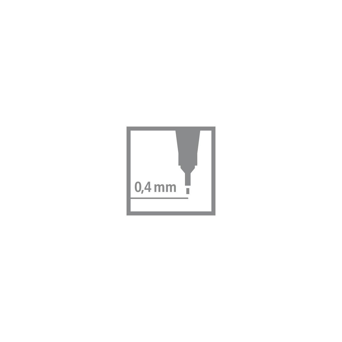 Symbol für eine Stiftspitze mit 0,4 mm Dicke.