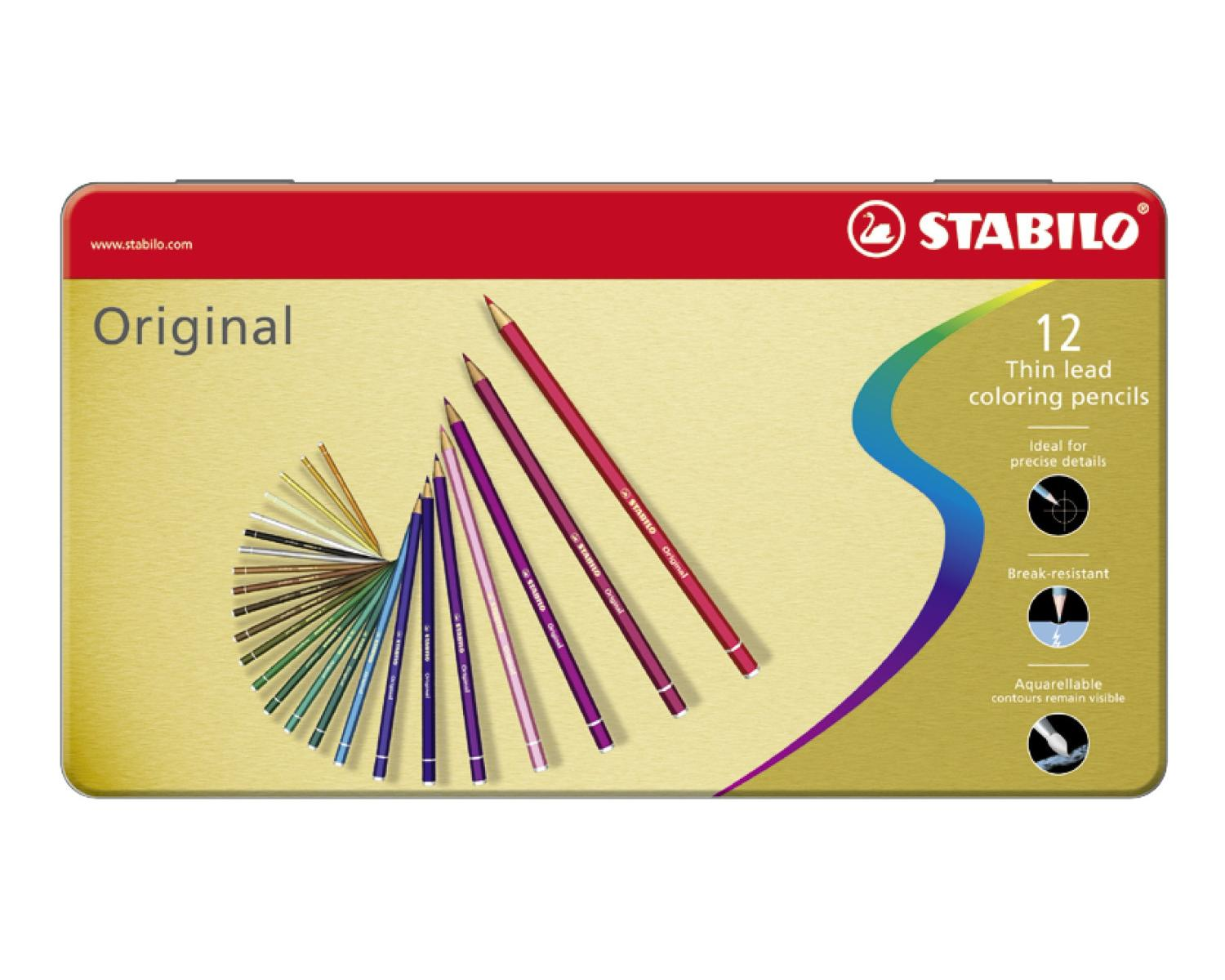 STABILO Original: 12 dünne Buntstifte, ideal für feine Details.