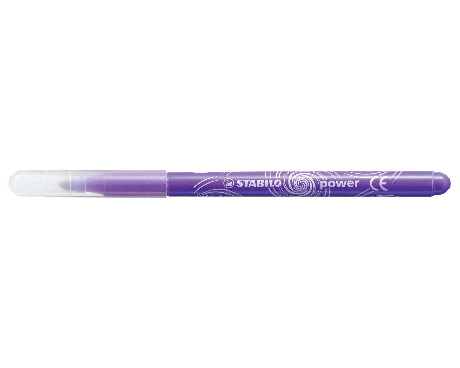 Ein violetter Stift mit weißer Kappe und 