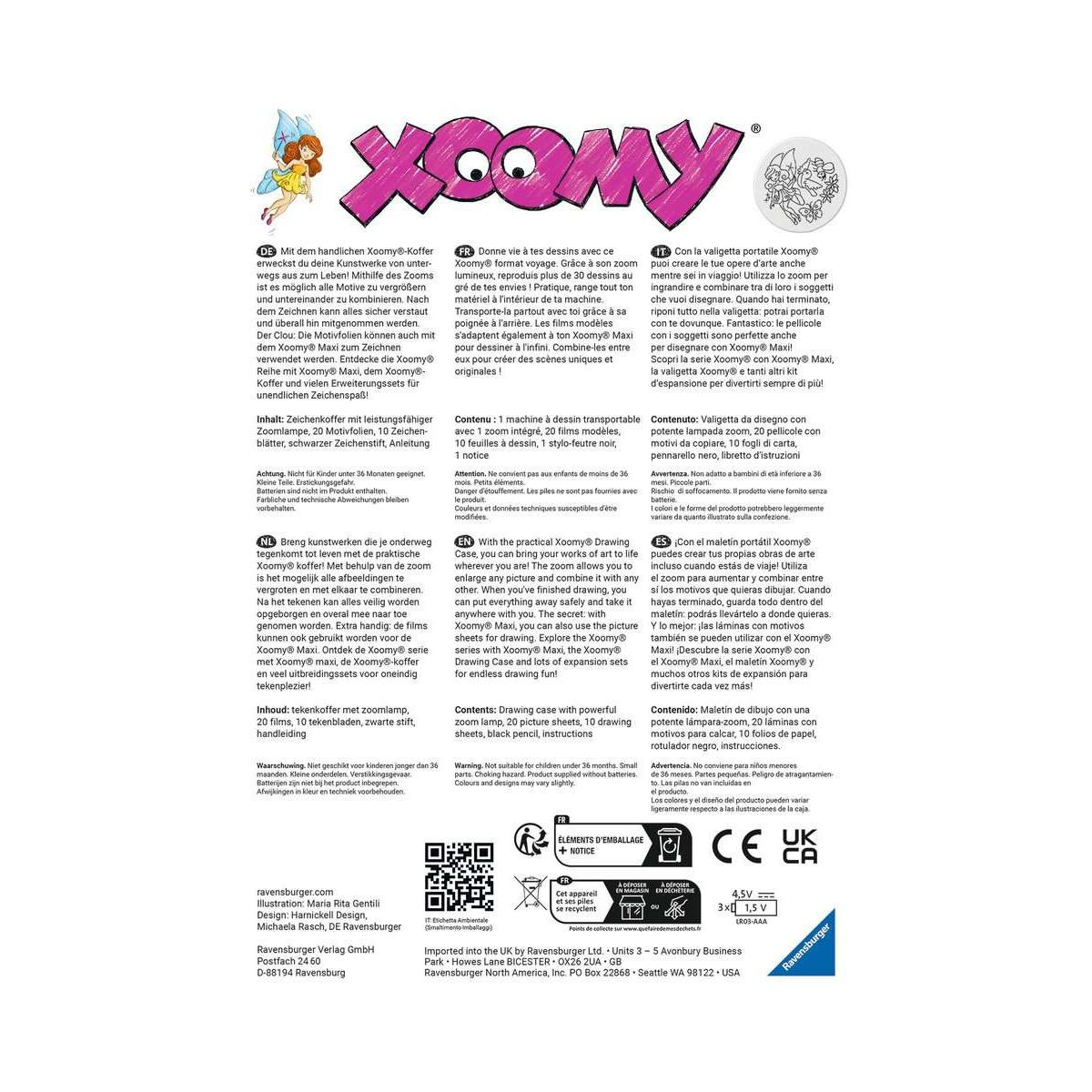 Xoomy Zeichenkoffer mit Zoomlampe, Folien, Blättern und Stift für Kinder.
