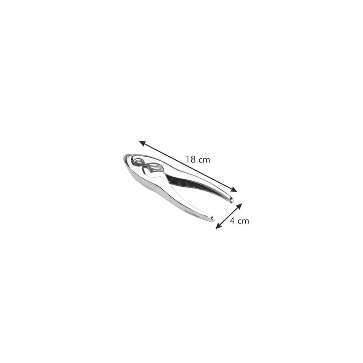 Silberne Nussknacker-Zange mit Maßen 18 cm und 4 cm.
